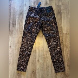 Banana Republic Metallic Leopard Print Mid Rise Skinny Jeans, Size 28